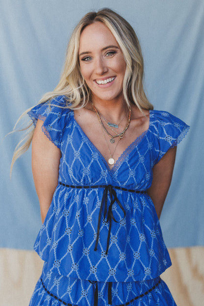 Twilight Waves Print Top - Blue