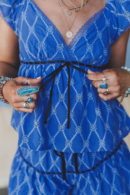 Twilight Waves Print Top - Blue
