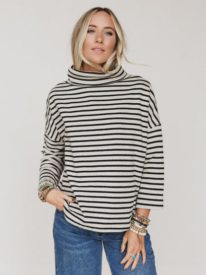 Brunch Club Striped Top - Taupe Multi