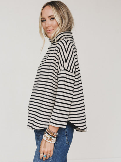 Brunch Club Striped Top - Taupe Multi