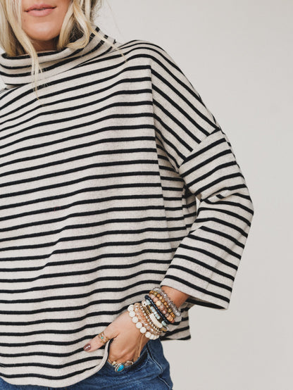 Brunch Club Striped Top - Taupe Multi