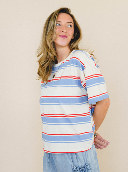 Good Times Rollin’ Tee
 - Cream Blue