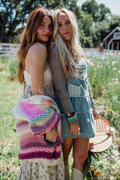 Wrapped up in Color Knit Cardigan - Pink Multi