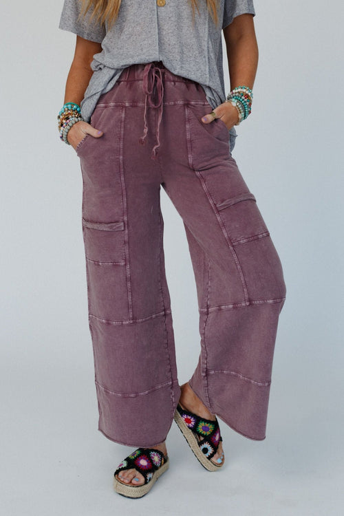 Lucky One Wide Leg Full Pant - Plum