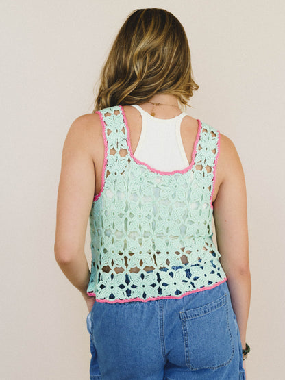 Island Awaits Crochet Vest - Spearmint