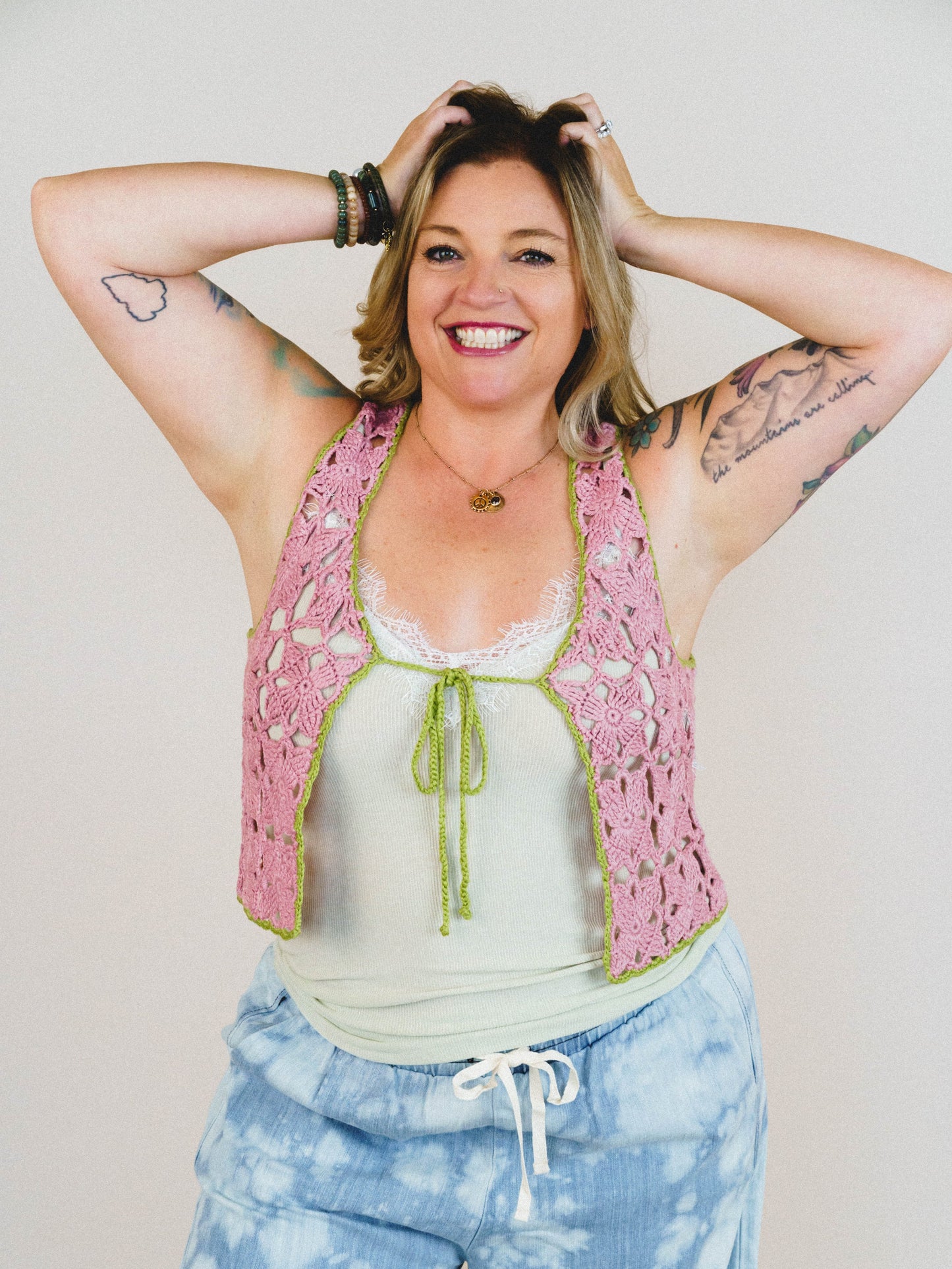 Island Awaits Crochet Vest - Strawberry