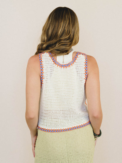 Beach Trips Crochet Tank - Ivory