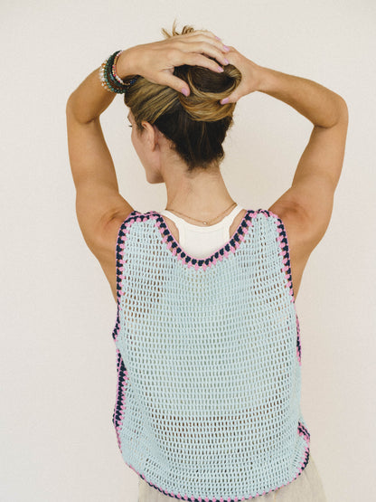 Beach Trips Crochet Tank - Powder Blue