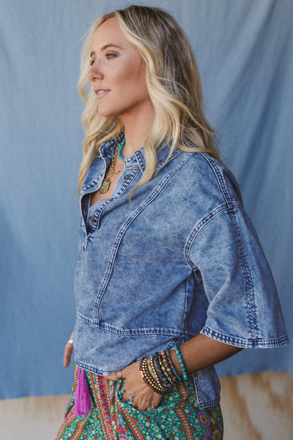Saddle Up Style Denim Top - Denim