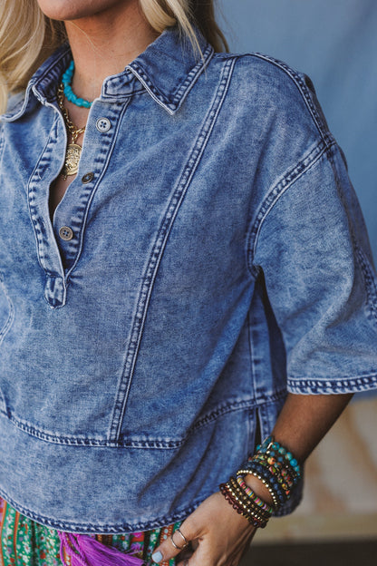 Saddle Up Style Denim Top - Denim