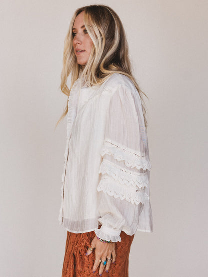 Boho Romance Blouse - Cream