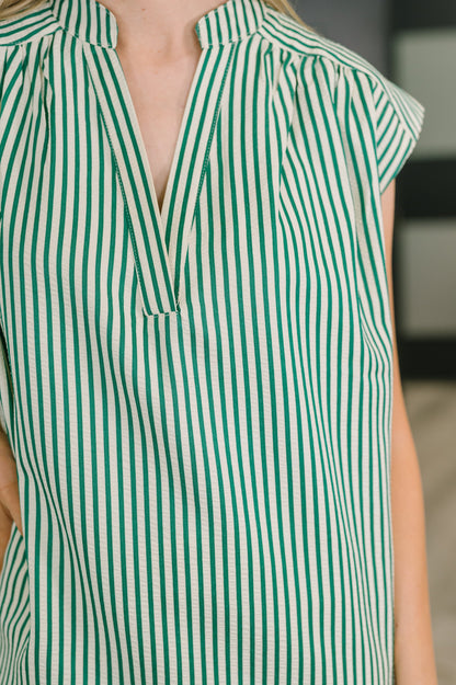 Hazel Blues® |  Like a Song Sleeveless V-Neck Blouse in Green