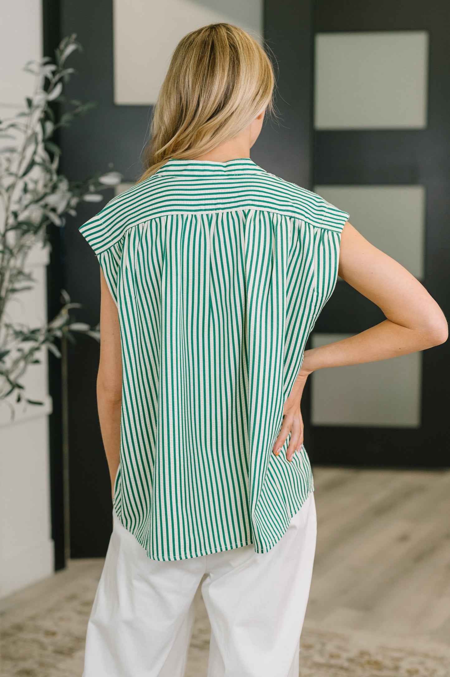 Hazel Blues® |  Like a Song Sleeveless V-Neck Blouse in Green