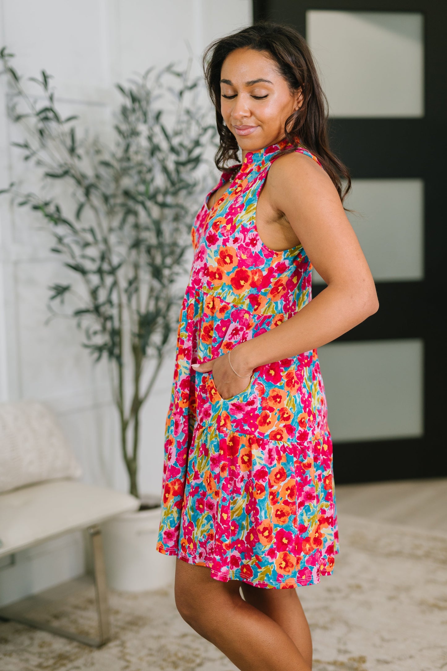 Hazel Blues® |  Lizzy Three Tier Tank Dress in Morning Glory