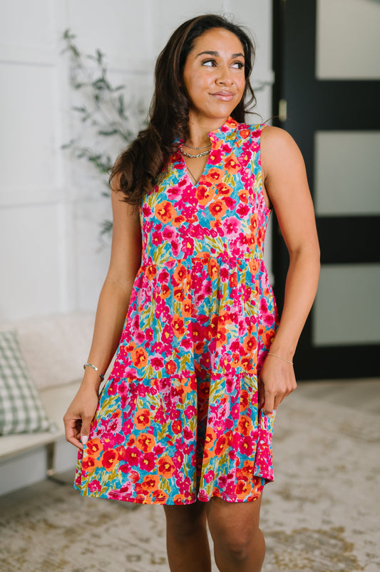 Hazel Blues® |  Lizzy Three Tier Tank Dress in Morning Glory