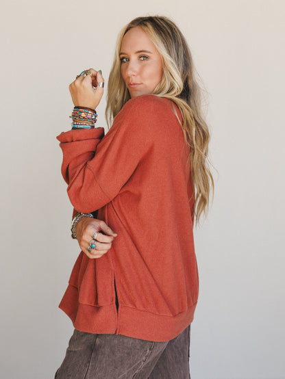 The Nest Brayden Oversized Pullover - Rust