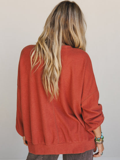 The Nest Brayden Oversized Pullover - Rust