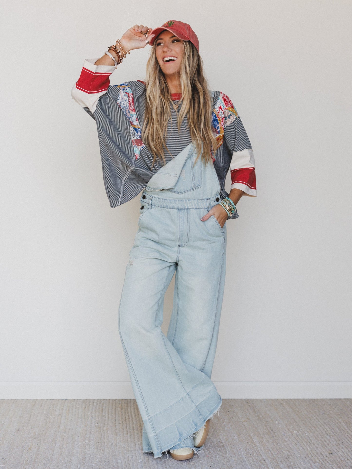 Milly Distressed Hem Wide Leg Overall - Denim