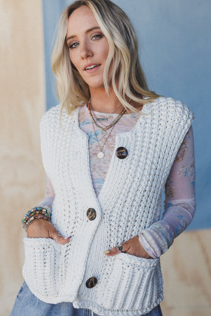 Eloria Knit Sweater Vest - Cream