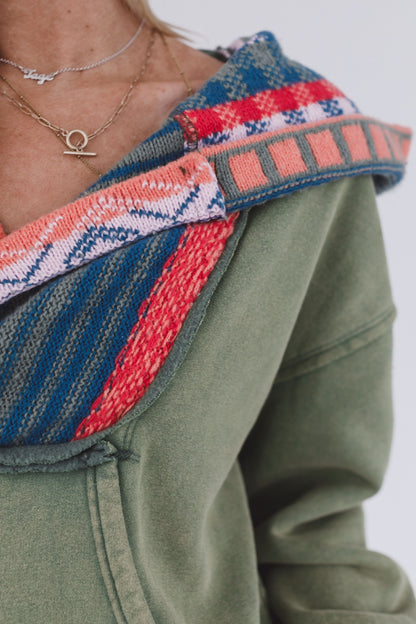 Nori Hoodie Pullover Top - Sage