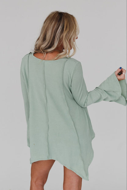 Golden Hour Long Bell Sleeve Top - Sage