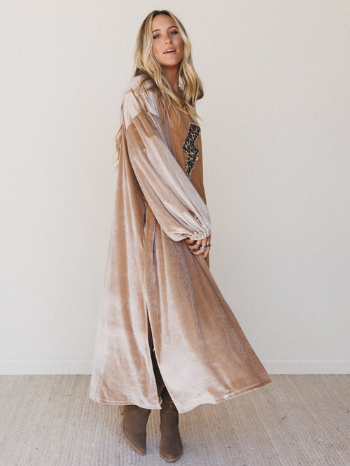 The Nest Sydney Velvet Duster Cardigan - Coco
