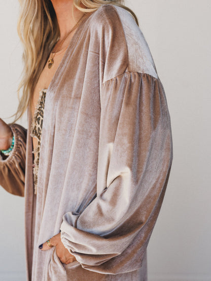 The Nest Sydney Velvet Duster Cardigan - Coco