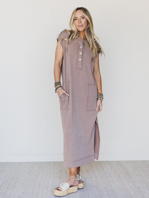 The Nest Madeline Textured Maxi Dress - Acorn