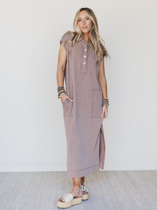 The Nest Madeline Textured Maxi Dress - Acorn