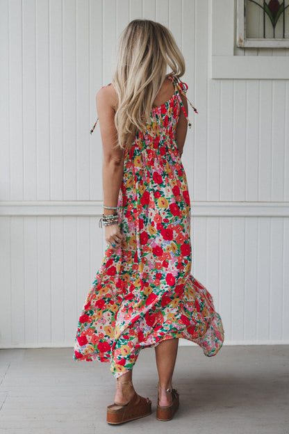 The Nest Bohemian Grace Maxi Dress - Red Floral