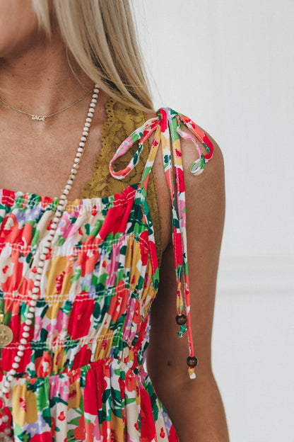 The Nest Bohemian Grace Maxi Dress - Red Floral