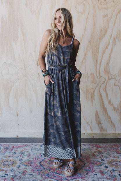 The Nest Cadet Camo Print Dress - Olive Moss
