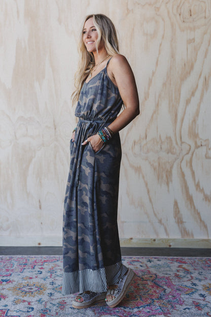 The Nest Cadet Camo Print Dress - Olive Moss