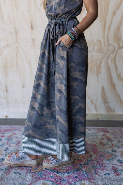 The Nest Cadet Camo Print Dress - Olive Moss