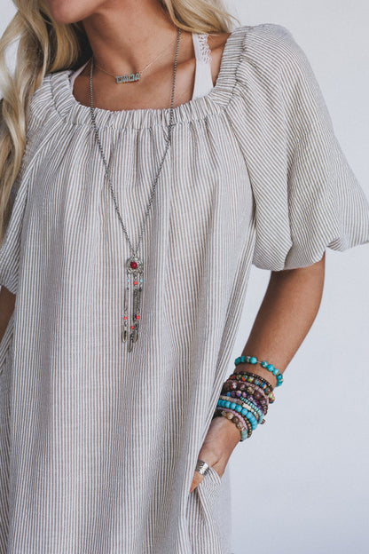 The Nest Solace Ruffled Hem Dress - Natural