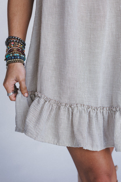 The Nest Solace Ruffled Hem Dress - Natural