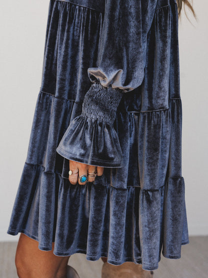 The Nest Maddie Velvet Dress - Charcoal