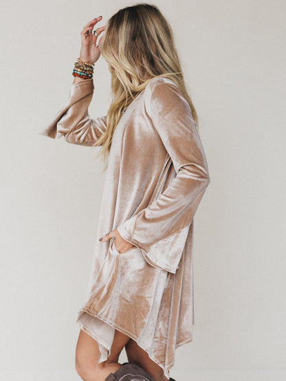The Nest Golden Hour Bell Sleeve Velvet Dress - Coco