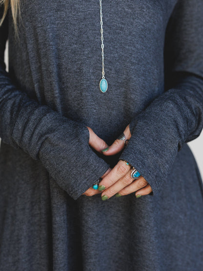 The Nest Jake Long Sleeve Crewneck Dress - Charcoal