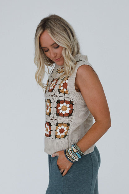 Retro Roadtrip Crochet Top - Natural