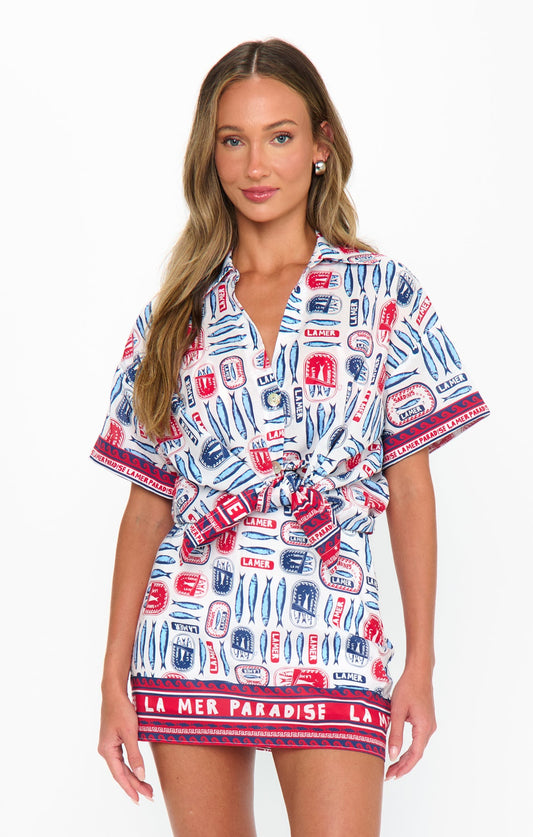 All Night Skort ~ Sardine Border