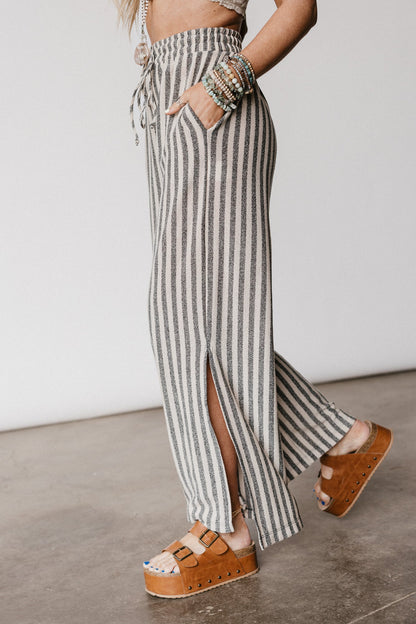 The Nest Ibiza Breeze Drawstring Pants - Taupe Black