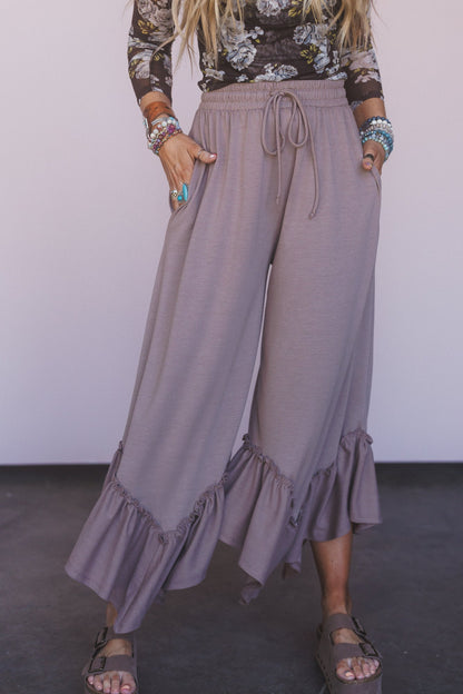 The Nest Serene Flow Ruffled Pants - Coco