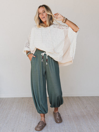 Radiant Wish Embroidered Hoodie Top - Ivory