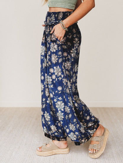 The Nest Gather Together Velvet Wide Leg Pants - Navy