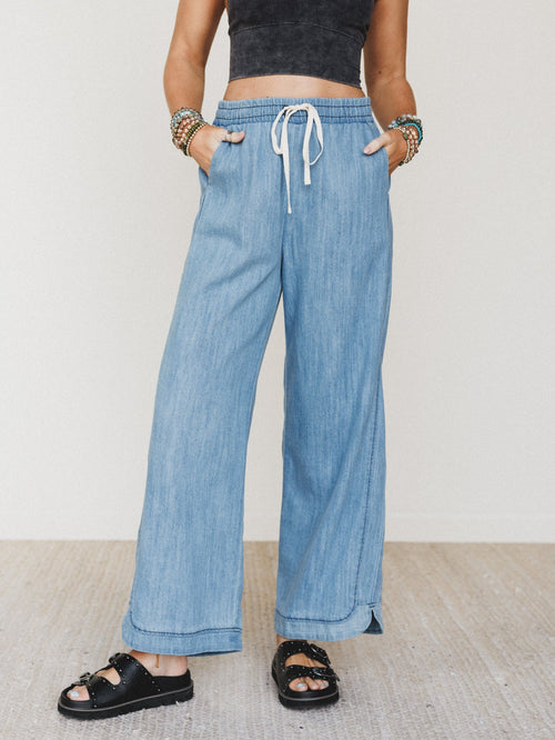So Comfy Wide Leg Denim Pant - Light Indigo