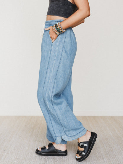 So Comfy Wide Leg Denim Pant - Light Indigo