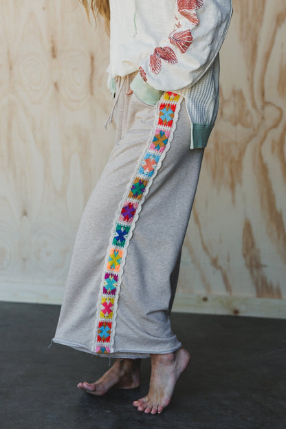 The Nest Love Seeker Crochet Panel Pants - Oatmeal