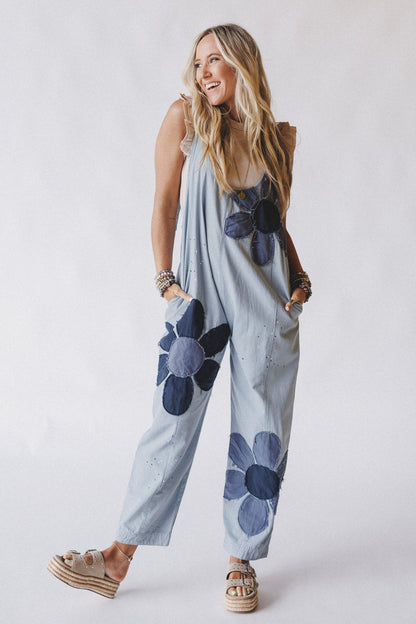 Wild Wish Patchwork Jumpsuit - Blue