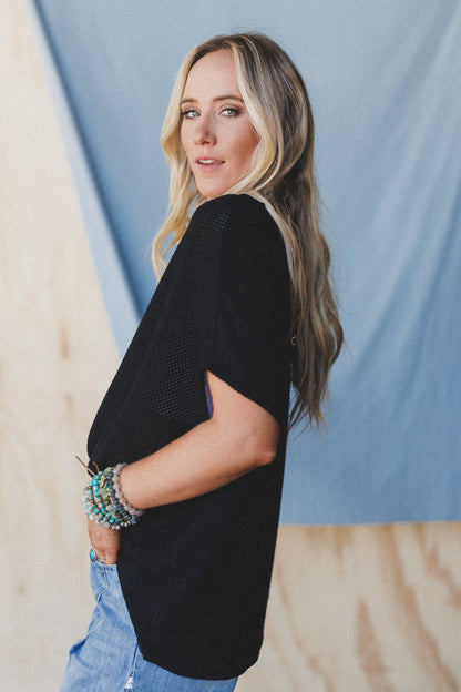 The Nest Cruising V Neck Top - Black